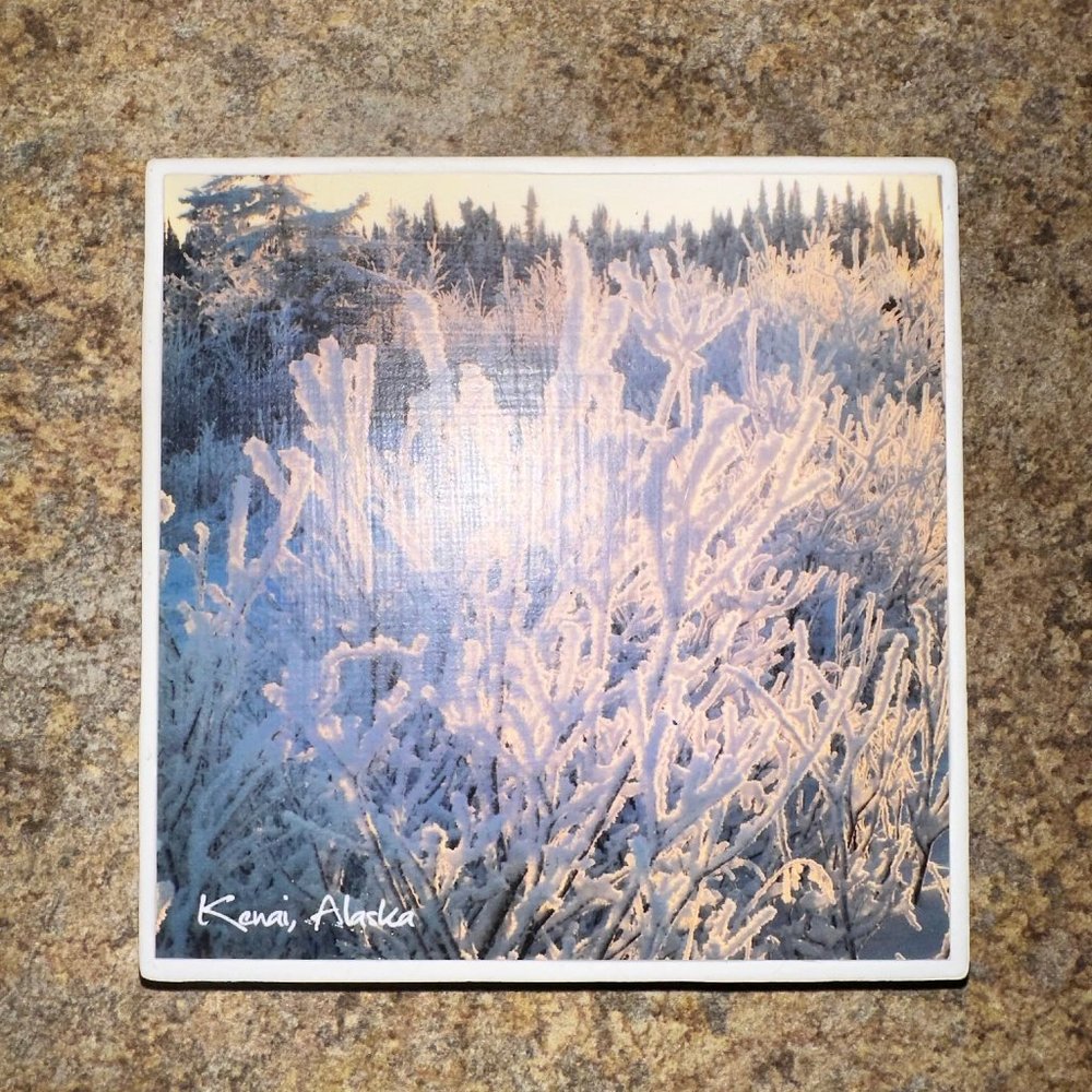 2pcs Kenai Alaska Vintage Ceramic Tile Coaster Set - Picture 3 of 4